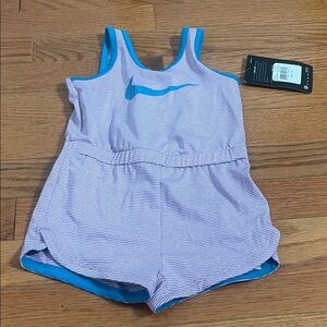 Nike Blue and White Striped Romper